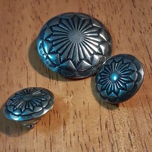 Silver Tone Pierced Earrings And Brooch -  Vintage